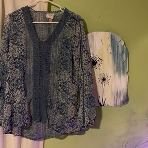 This top I love for spring and slits on each arm all the way down to wrist.